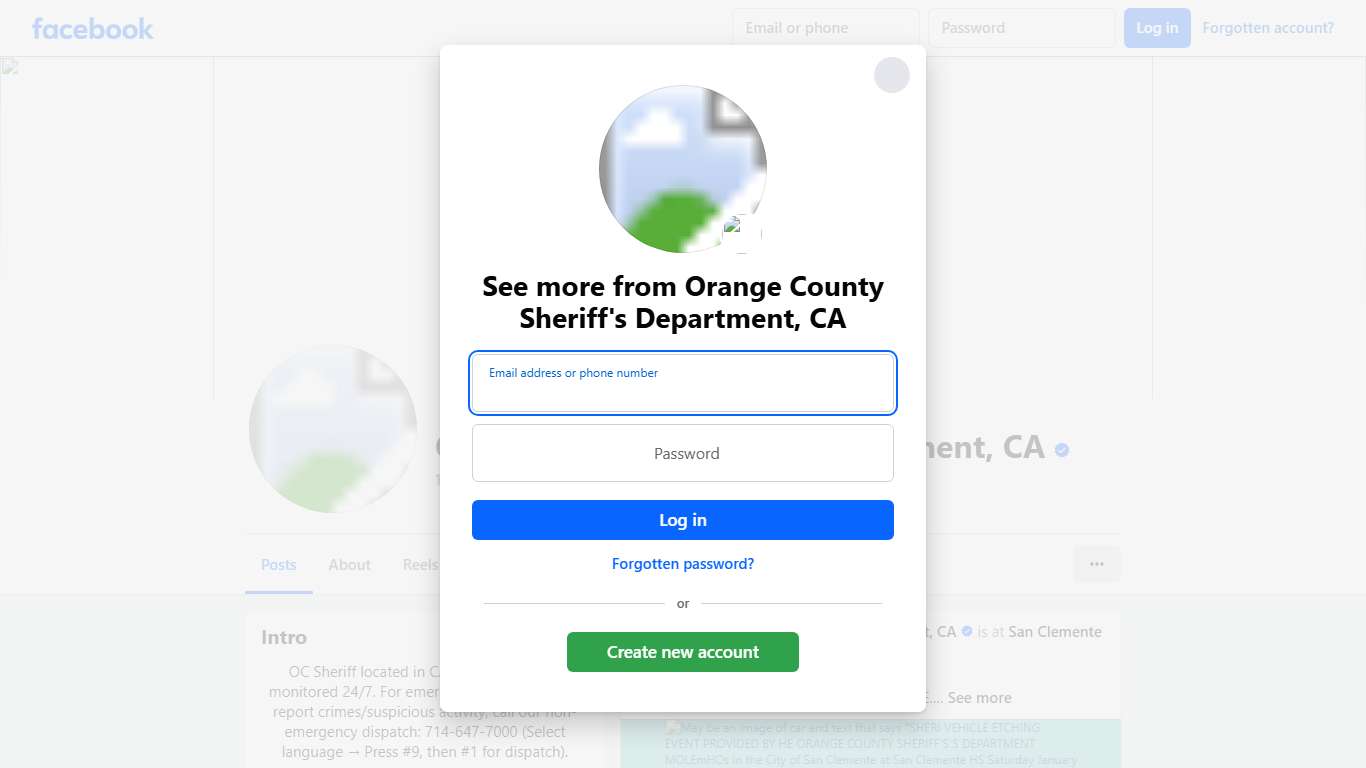 Orange County Sheriff's Department, CA Facebook